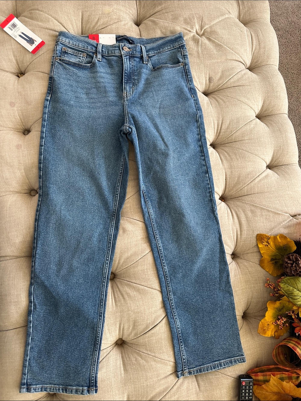 Calvin Klein Jeans Women's Straight-Leg Denim in Blue Wash
